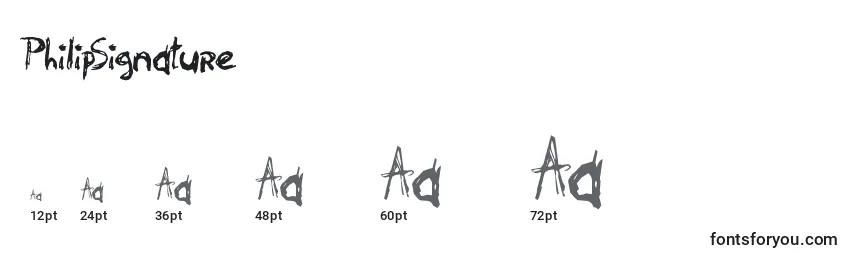 PhilipSignature Font Sizes
