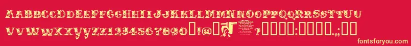 Chasezenholymonkeynuts Font – Yellow Fonts on Red Background