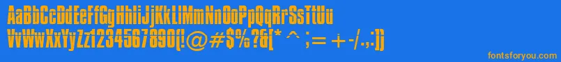 フォントImpos0 – オレンジ色の文字が青い背景にあります。