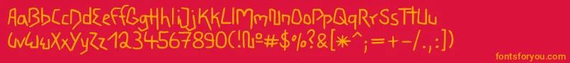 フォントWacky – 赤い背景にオレンジの文字