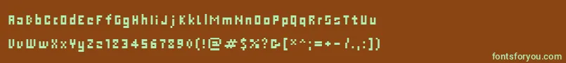フォントCwebs – 緑色の文字が茶色の背景にあります。