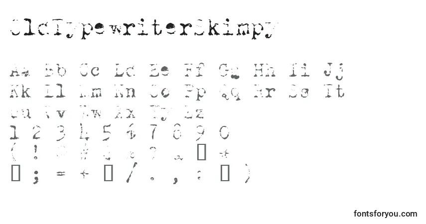 Czcionka OldTypewriterSkimpy – alfabet, cyfry, specjalne znaki