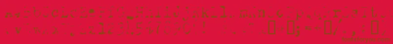 OldTypewriterSkimpy-Schriftart – Braune Schriften auf rotem Hintergrund