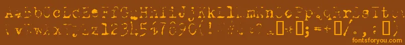 Weitere Informationen zur OldTypewriterSkimpy-Schriftart OldTypewriterSkimpy-Schriftart – Orangefarbene Schriften auf braunem Hintergrund
