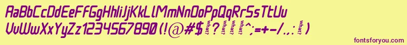 NowadaysItalic Font – Purple Fonts on Yellow Background