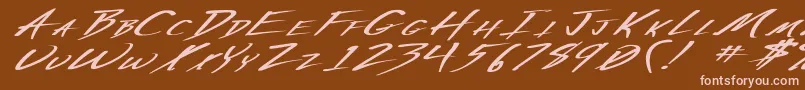 VeckerExBoldItalic-Schriftart – Rosa Schriften auf braunem Hintergrund