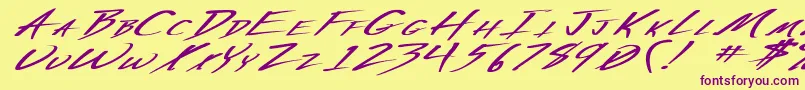 More about VeckerExBoldItalic Font VeckerExBoldItalic Font – Purple Fonts on Yellow Background