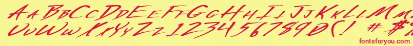 VeckerExBoldItalic Font – Red Fonts on Yellow Background