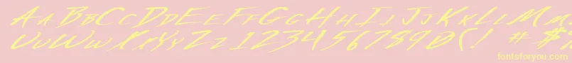 VeckerExBoldItalic-Schriftart – Gelbe Schriften auf rosa Hintergrund