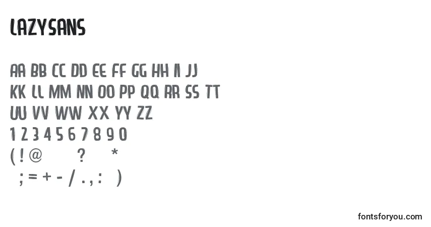 Czcionka LazySans – alfabet, cyfry, specjalne znaki