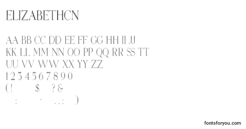 Czcionka Elizabethcn – alfabet, cyfry, specjalne znaki