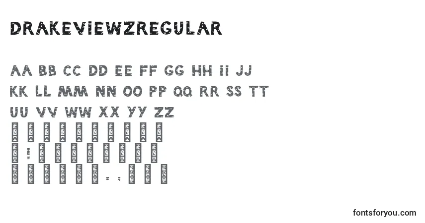 A fonte DrakeviewzRegular – alfabeto, números, caracteres especiais