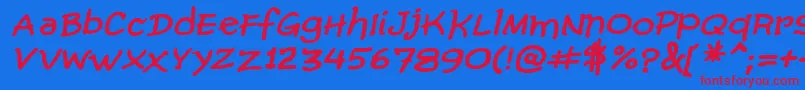 ComicGibiBoldItalic Font – Red Fonts on Blue Background