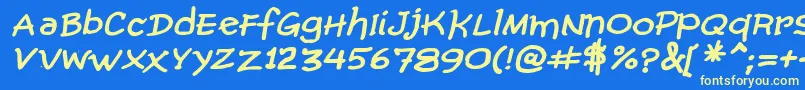 ComicGibiBoldItalic Font – Yellow Fonts on Blue Background