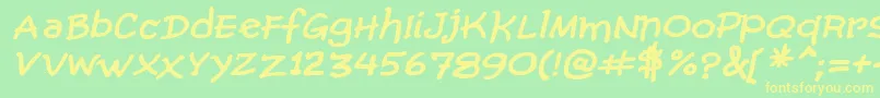 ComicGibiBoldItalic Font – Yellow Fonts on Green Background