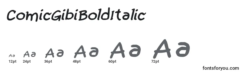 Размеры шрифта ComicGibiBoldItalic
