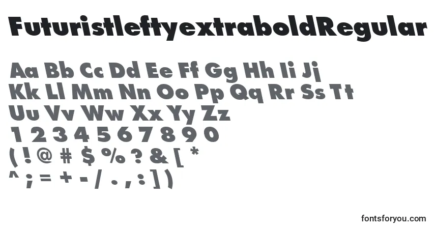 A fonte FuturistleftyextraboldRegular – alfabeto, números, caracteres especiais