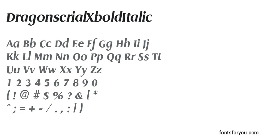 Шрифт DragonserialXboldItalic – алфавит, цифры, специальные символы