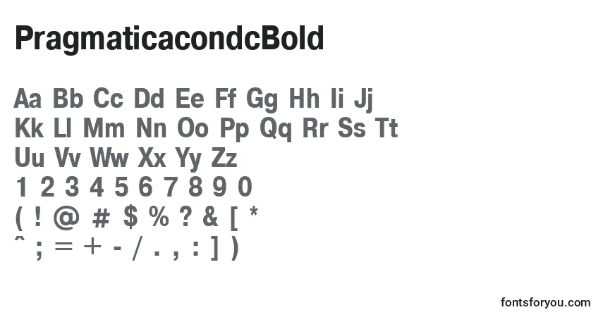 Schriftart PragmaticacondcBold – Alphabet, Zahlen, spezielle Symbole