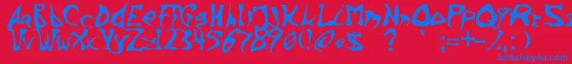 Barbink-Schriftart – Blaue Schriften auf rotem Hintergrund