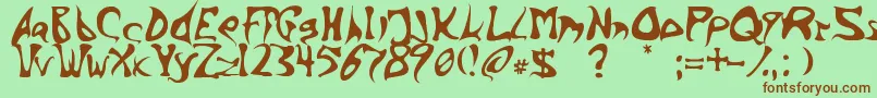 フォントBarbink – 緑の背景に茶色のフォント