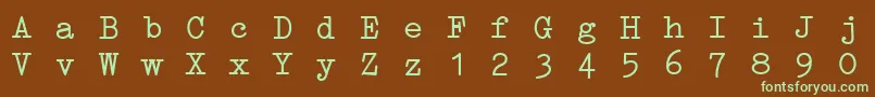 ErikaTypeIフォントについての詳細 フォントErikaTypeI – 緑色の文字が茶色の背景にあります。