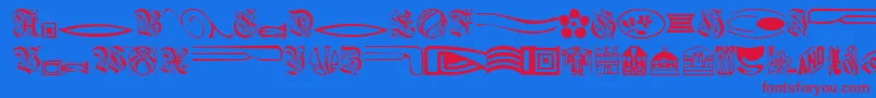 フォントElegantDings – 赤い文字の青い背景
