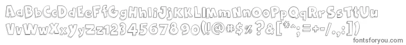 Cartoon2Us-fontti – harmaat kirjasimet valkoisella taustalla
