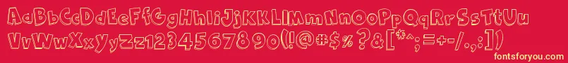 Cartoon2Us-Schriftart – Gelbe Schriften auf rotem Hintergrund