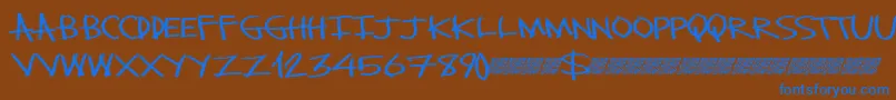 Monsterslash Font – Blue Fonts on Brown Background