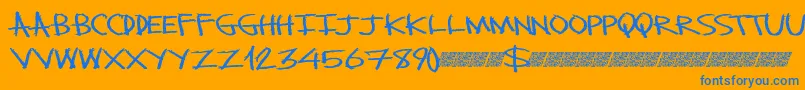 Monsterslash Font – Blue Fonts on Orange Background