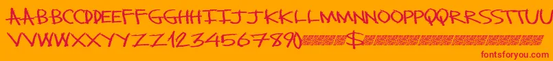 フォントMonsterslash – オレンジの背景に赤い文字