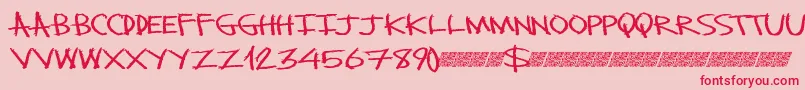 フォントMonsterslash – ピンクの背景に赤い文字