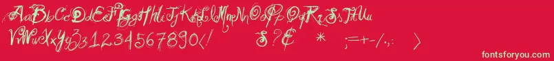 フォントVtksrelaxingblaze – 赤い背景に緑の文字