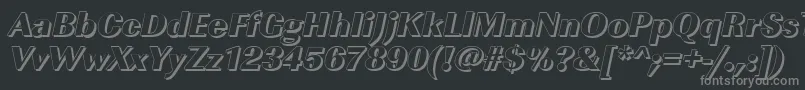 Fonte ImperialshHeavyItalic – fontes cinzas em um fundo preto