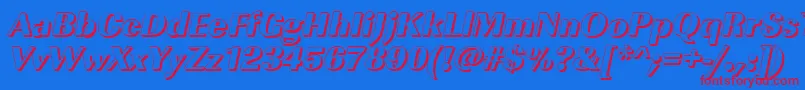 フォントImperialshHeavyItalic – 赤い文字の青い背景
