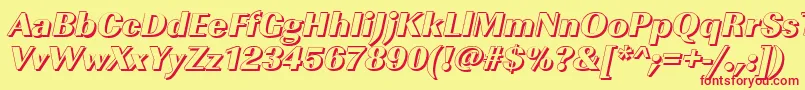 ImperialshHeavyItalic-Schriftart – Rote Schriften auf gelbem Hintergrund