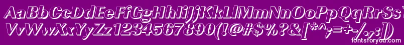 Czcionka ImperialshHeavyItalic – białe czcionki na fioletowym tle