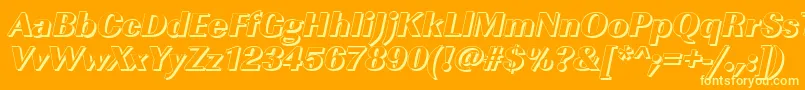 Подробнее о шрифте ImperialshHeavyItalic Шрифт ImperialshHeavyItalic – жёлтые шрифты на оранжевом фоне