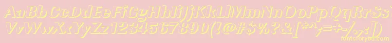 Czcionka ImperialshHeavyItalic – żółte czcionki na różowym tle