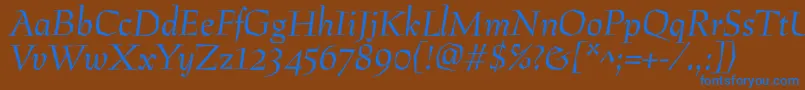 PreissigantikvaItalic Font – Blue Fonts on Brown Background