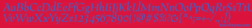 PreissigantikvaItalic Font – Blue Fonts on Red Background