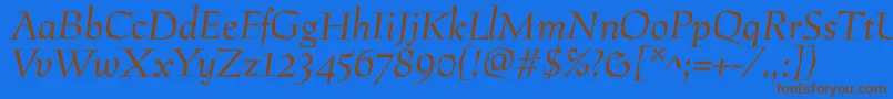 PreissigantikvaItalic Font – Brown Fonts on Blue Background