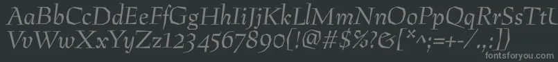 PreissigantikvaItalic-Schriftart – Graue Schriften auf schwarzem Hintergrund