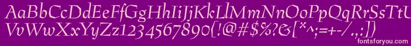 Czcionka PreissigantikvaItalic – różowe czcionki na fioletowym tle