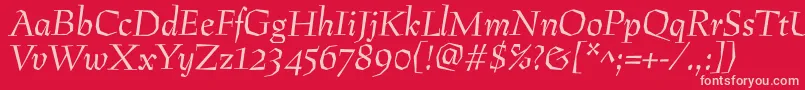 Fonte PreissigantikvaItalic – fontes rosa em um fundo vermelho
