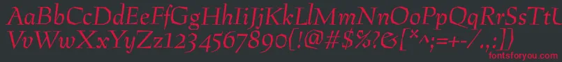 PreissigantikvaItalic Font – Red Fonts on Black Background