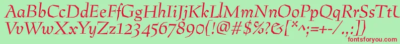PreissigantikvaItalic Font – Red Fonts on Green Background