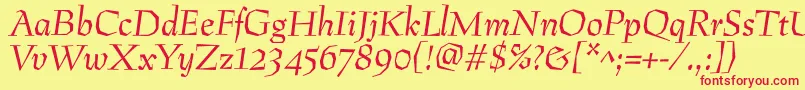 Шрифт PreissigantikvaItalic – красные шрифты на жёлтом фоне