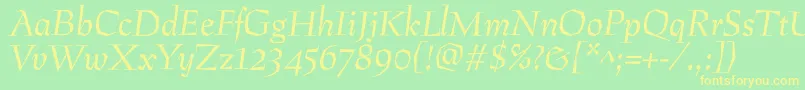 PreissigantikvaItalic Font – Yellow Fonts on Green Background